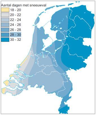 3.2 Voor- en nameting leerresultaten Voormeting Vraag 1 Op het kaartje zie je hoe vaak het sneeuwt in Nederland: er zijn grote verschillen in Nederland.