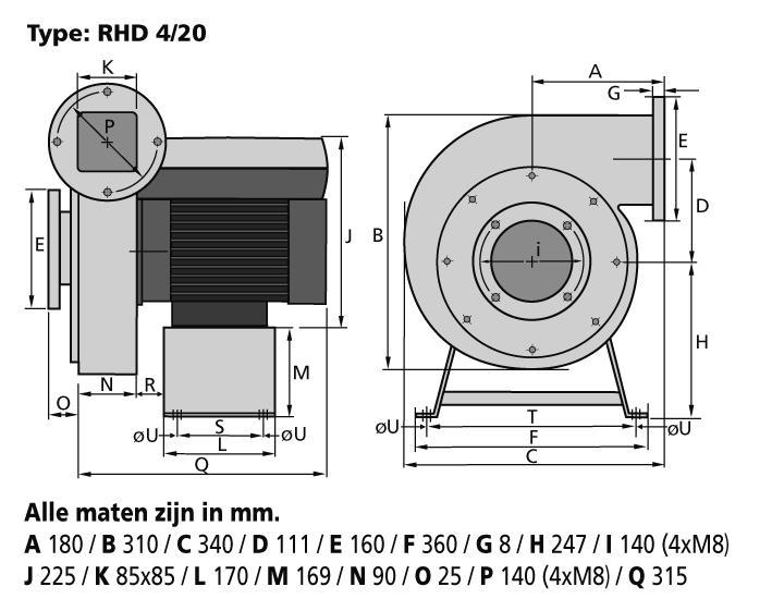 20%. Deze combinatie van motor en ventilator is eenvoudig toeren regelbaar, de elektronische regelaar kan door middel van stroom 0-20 mamp., 4-20 mamp.