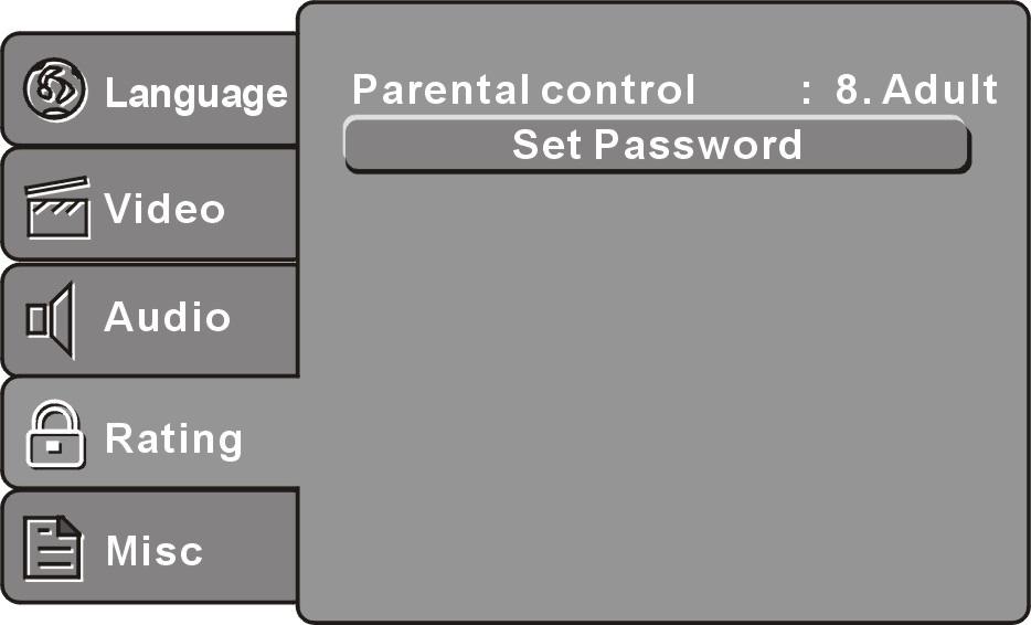 Opmerking: Er is een wachtwoord vereist voor het instellen van de Ouderlijke Controle. Wachtwoord instellen Voer een wachtwoord van vier cijfers in en druk vervolgens op OK om het te bevestigen.