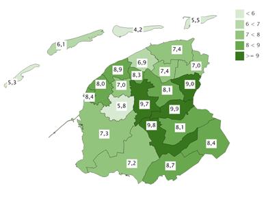 In absolute aantallen hadden de gemeenten Leeuwarden (1975), Súdwest-Fryslân (1340) en Smallingerland (1200) in Fryslân het hoogste aantal jongeren in de jeugdhulp.