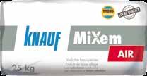 OVER HET PRODUCT Knauf MiXem AIR is een mengbaar, mineraal en waterafstotend licht basispleister dat speciaal ontwikkeld is om