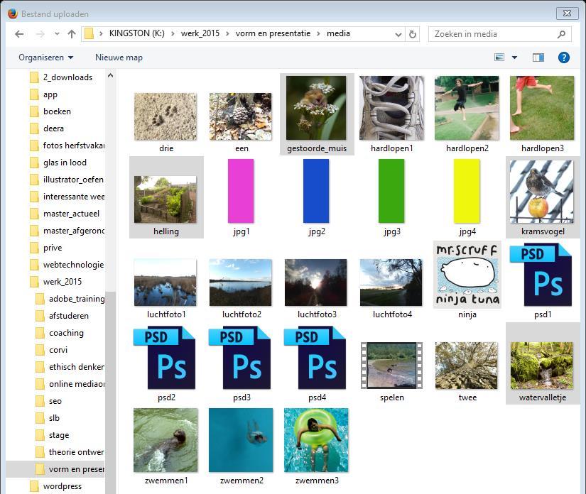 selecteer de bestanden die je gaat uploaden en kies voor openen