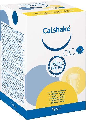 Calshake Energierijk voedingssupplement in de vorm van een poeder. Zakjes van 87 g. Vanille, aardbei, chocolade, banaan.
