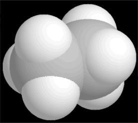 In deze molecule zijn er aan het -atoom vier -atomen gebonden door middel van een enkelvoudige atoombinding.