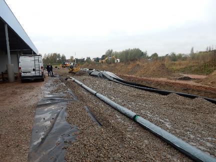 Aanbrengen buffervolume: steenslag met voldoende porositeit en