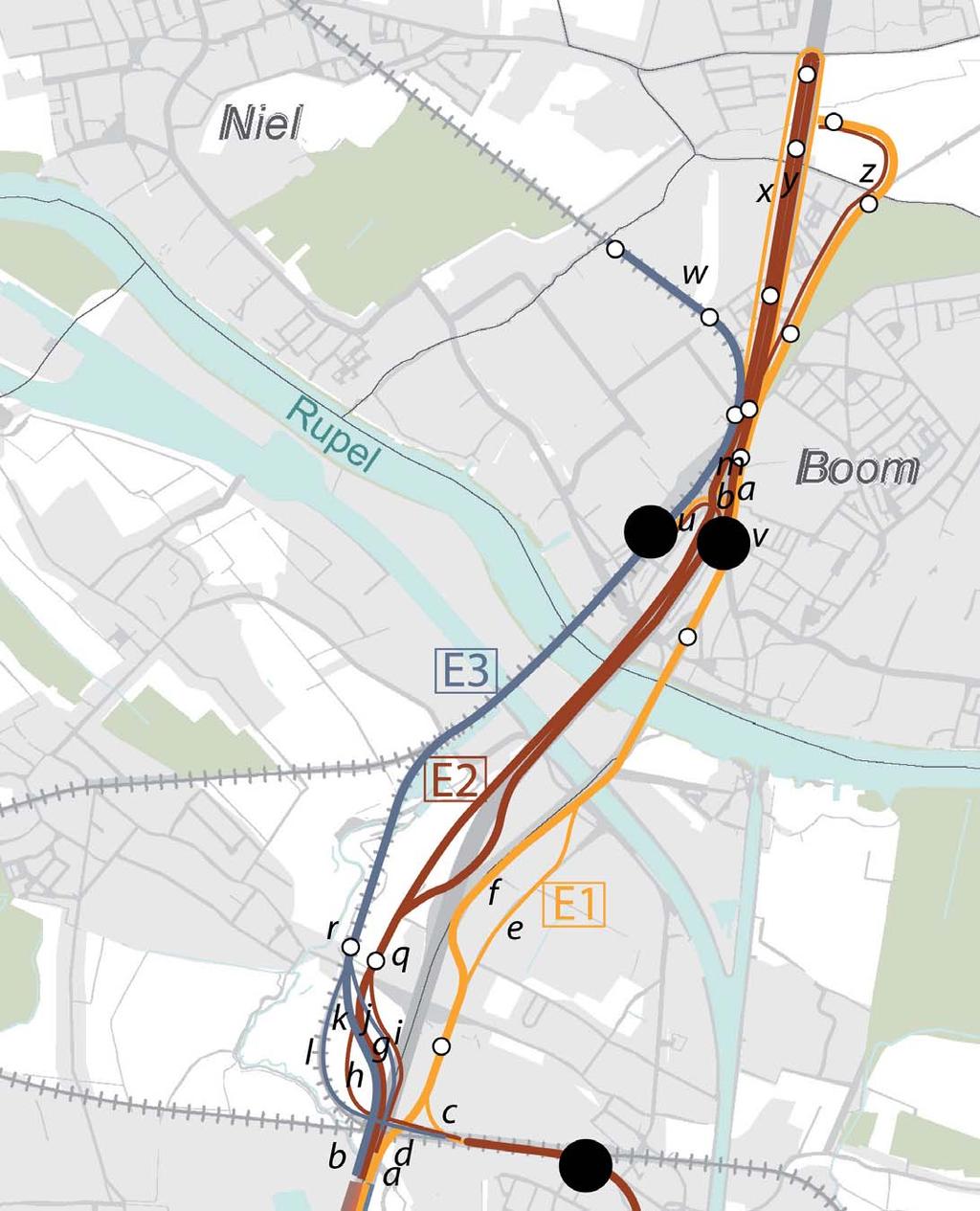 Titel: Onderzoek ruimtelijke inpassing: Overzicht deeltracé E Project: planmer tramlijn Boom - Brussel maart 2013 Opdrachtgever:
