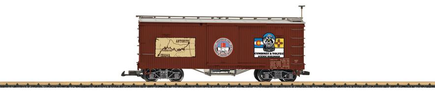 USA 6G 40671 Cumbres & Toltec RR box car Model van een overdekte goederenwagen (box car) van de Cumbres & Toltec Railroad.