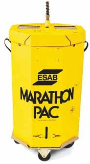 Marathon Pac eindeloze draadaanvoer Voor veel ESAB klanten is Marathon Pac de sleutel tot optimale efficiëntie en kwaliteit. Het vermindert stilstand voor het wisselen van draadspoelen met bijna 95%.