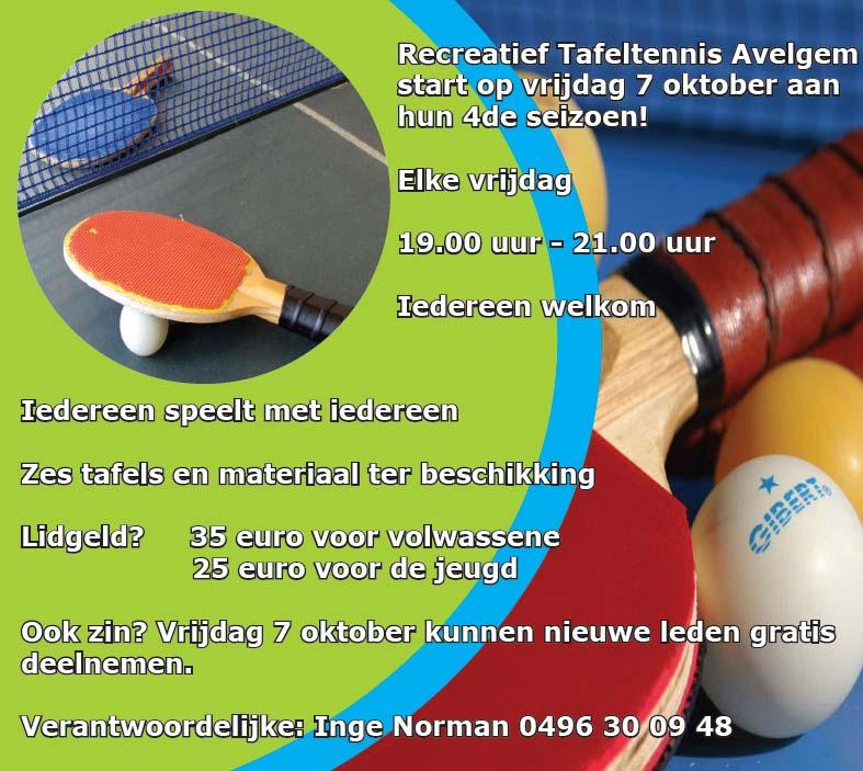 Start Tafeltennis vanaf 7 oktober Start Lu Jong Lu Jong (beginners) De lessen vinden