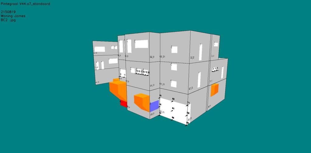 Figuur 4: Aanzicht van appartement 1 brandend, vanuit