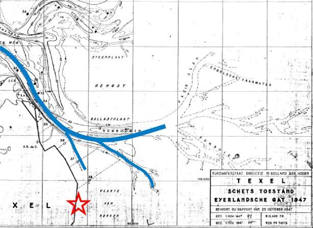 36 Beheeradvies De Schorren - Texel (D) 1947 Verder uitbreidende geulen. Slenkjes zijn verdwenen.