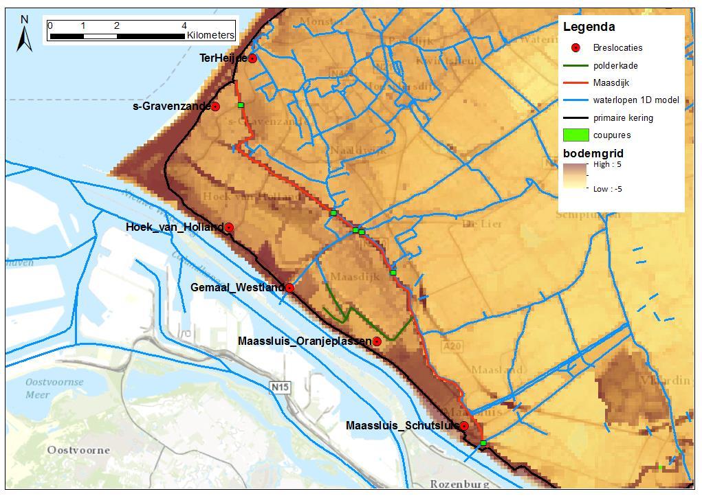 Compartimenteringsstudie zuidrand dijkring 14 oktober 2014 doorbraak vanuit de kust ten zuiden van de Maasdijk ( s Gravenzande) en bij een doorbraak langs de Nieuwe Waterweg (van Hoek van Holland tot