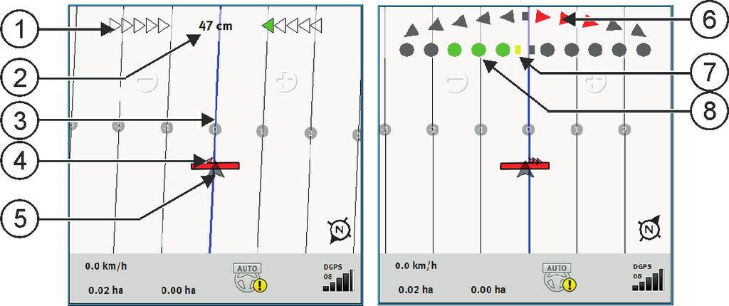 I I TRACK - Leader Geleidingsmodus Adaptieve contour auto Deze modus werkt zoals Adaptieve contour manueel, maar de terminal herkent automatisch dat u keert. 6.