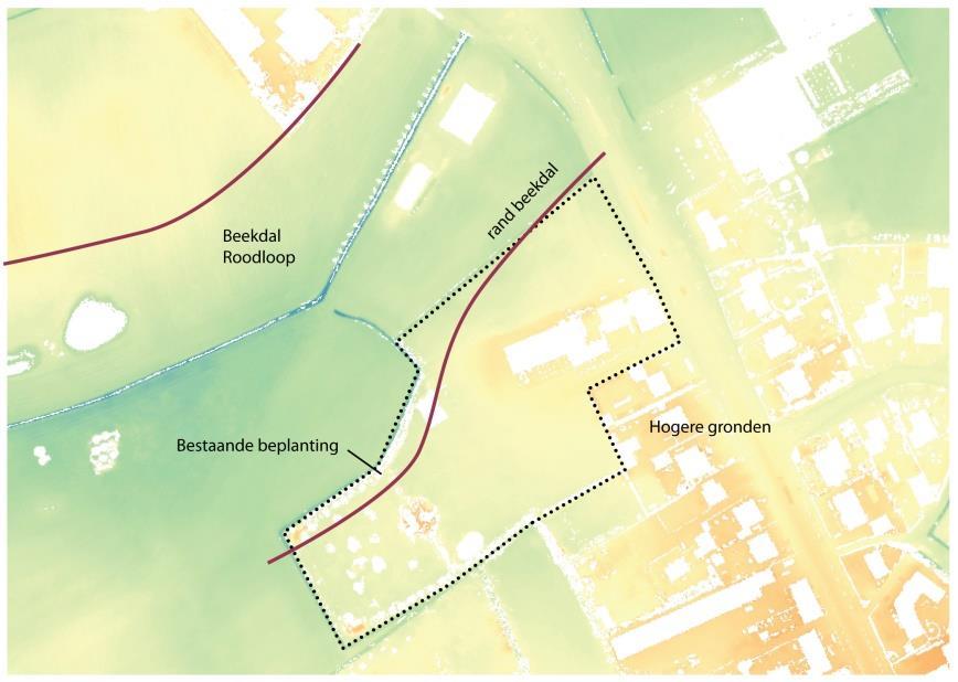 Figuur 2 Landschapstype ter plaatse van het plangebied Figuur 3 Hoogtekaart van de directe omgeving van het plangebied met het beekdal en de hogere gronden Het onderliggende plan bestaat uit een