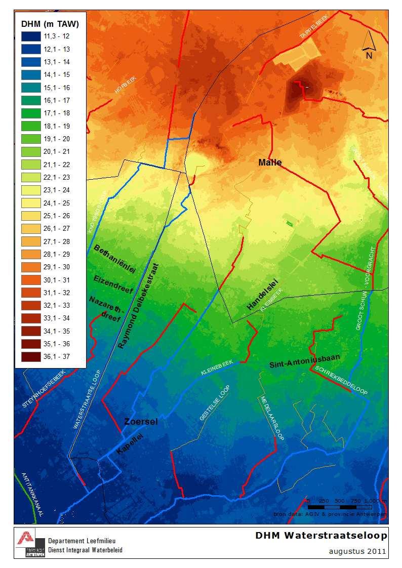 De werken deel Provincie Antwerpen Hoogtemodel Aanzienlijk reliëfverschil Bovendien slechts beperkte