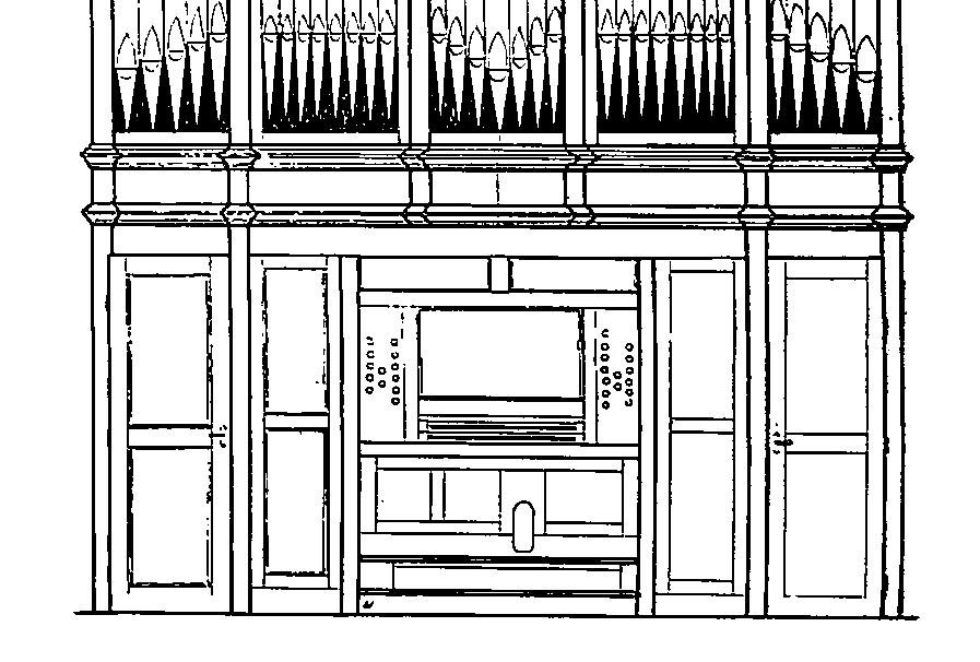 Archivalia Ontwerptekening van het nieuwe orgel Archief van de dekenij a. Resolutieboek der kerke van Iseghem, 1824-1887.
