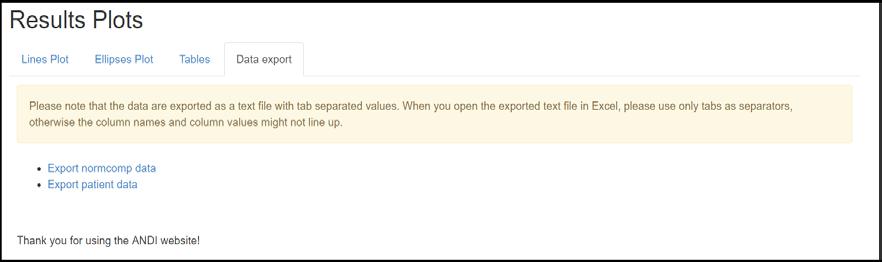 3.4 Data export Tot slot kunt u op het laatste tabblad de resultaten (Export normcomp data) en dataset die gegenereerd is op