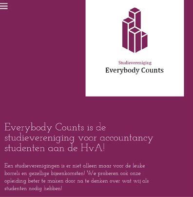 STUDIEVERENIGING EVERYBODY COUNTS Dé studievereniging voor alle studenten Accountancy Leuke en studiegerelateerde activiteiten in