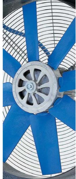 Assortiment De serie is samengesteld uit ventilatoren met 8 verschillende afmetingen met schroefblad van diameter 300 tot 700 mm.
