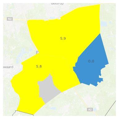 Mutatiegraad corporatiewoningen Figuur 14: Mutatiegraad huishoudens in corporatiewoningen naar gemeenten per woningmarktregio Metropoolregio Eindhoven (links) en wijken per gemeente Heeze-Leende