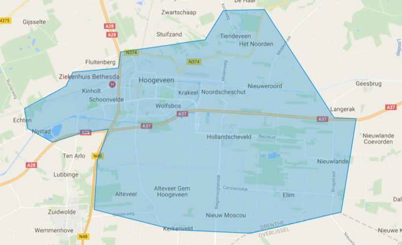 2. Het beoogde aansluitgebied Het aansluitgebied gemeente Hoogeveen, exclusief Pesse, Fluitenberg en Stuifzand (zie marktconsultatie d.d. 07-09-2015).