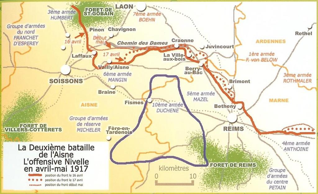 SSEW Studiereis 2010 1-2 Het Franse strijdplan Generaal Nivelle had succes gehad in de Franse tegenaanval bij Verdun eind oktober 1916 waarbij onder meer het Fort de Douaumont werd heroverd.
