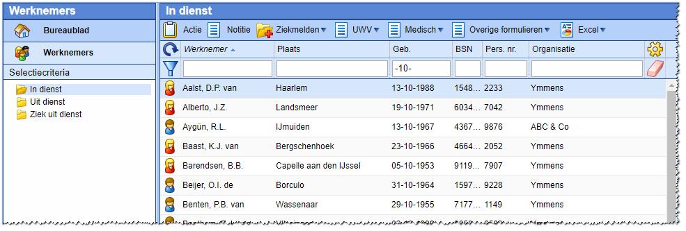 Onderin wordt het aantal treffers getoond, in dit voorbeeld: Voorbeeld 2 Filteren via meerdere zoekteksten is mogelijk.