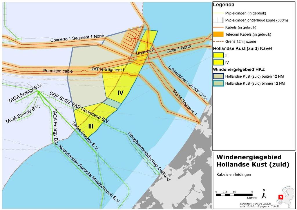 249 Kabels en leidingen Huidige situatie en autonome ontwikkeling Door het windenergiegebied Hollandse Kust (zuid) loopt een aantal kabels en leidingen (zie figuur 10.