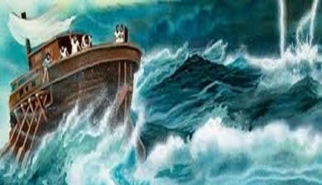 Er komt storm 4Maar de Heer zorgde voor een zware storm. De zee ging zo wild tekeer, dat het schip bijna in stukken brak. 5De zeemannen werden bang, en iedereen riep zijn eigen god om hulp.