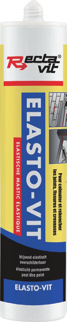310 ml Elasto-Vit 310 ml Recta-Mastic 95 Parket Overschilderbare, blijvend elastische acrylaatkit.