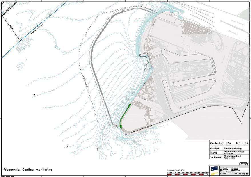 Evaluatie MEP Aanleg Maasvlakte 2 juni 2014 MV2-terrein tegen de Slufterdijk gestegen en na beëindiging daarvan weer gaan dalen.