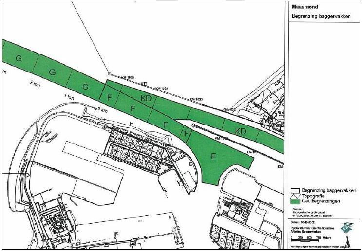 Evaluatie MEP Aanleg Maasvlakte 2 juni 2014 Vak E Oostelijk deel van de Maasmonding Vak F Westelijk deel van de Maasmonding. Vak G Euro-Maasgeul km 0-6 Figuur 3.