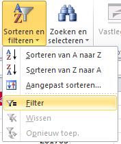 Zet de datafilter aan, in het Excelbestand dat opent. 4.