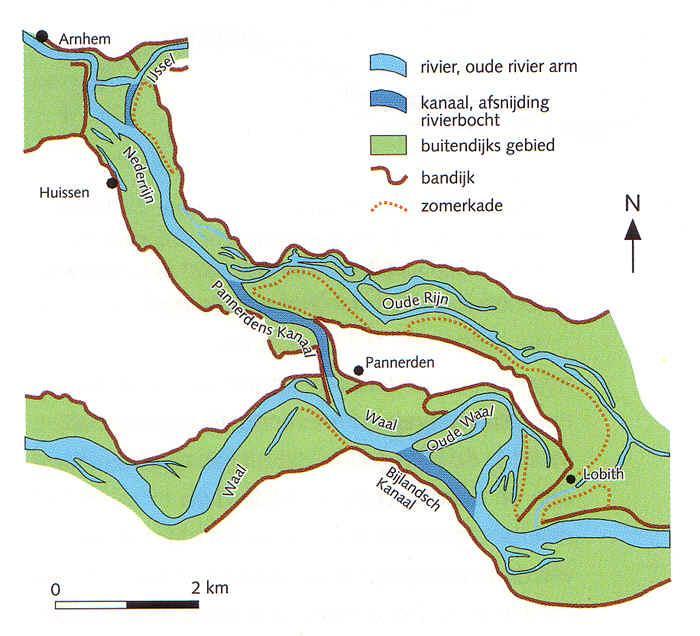 Verdeling over de Rijntakken Er komt heel veel water door de Rijn Nederland in. Dat water wordt verdeeld bij Pannerden: 1/3 naar IJssel en Lek, 2/3 naar de Waal.
