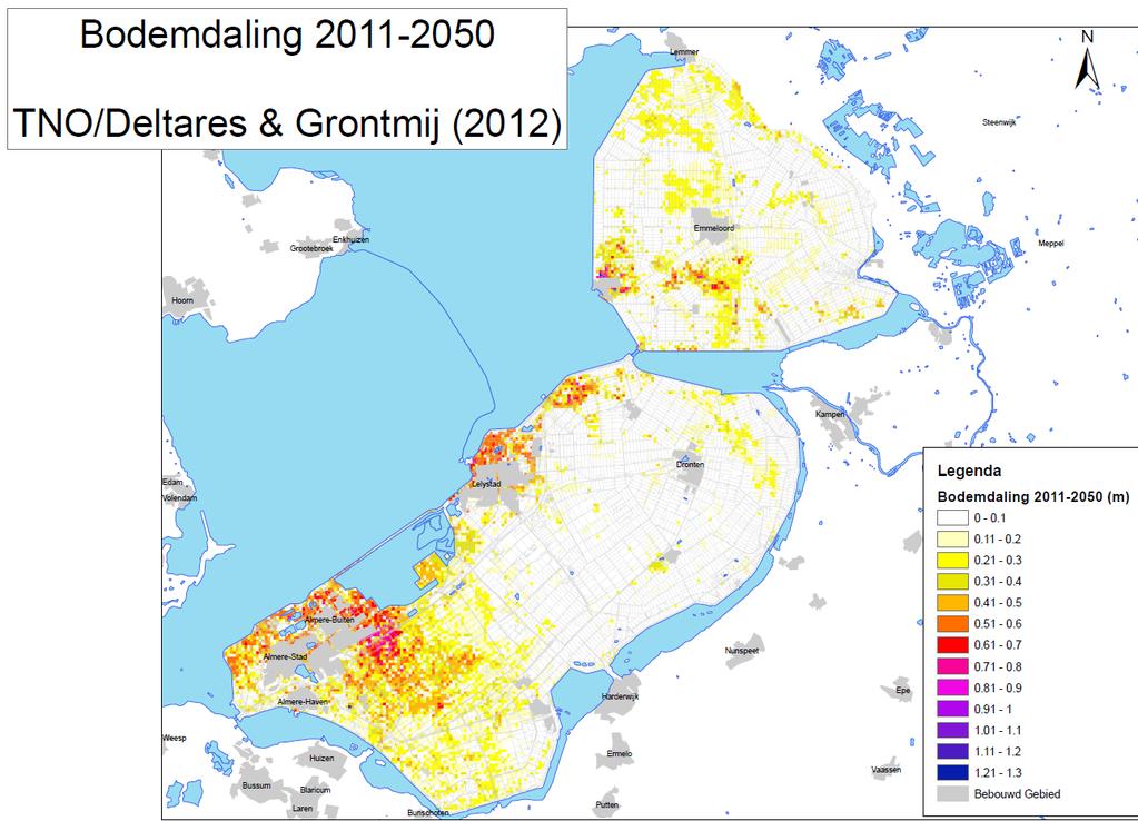 4 Rekenkundige toetsing 4.1 Voorbereidende studies Bodemdaling Een onvermijdelijk aspect na het droogleggen van de polders van Flevoland is daling van het maaiveld door rijping van de bodem.