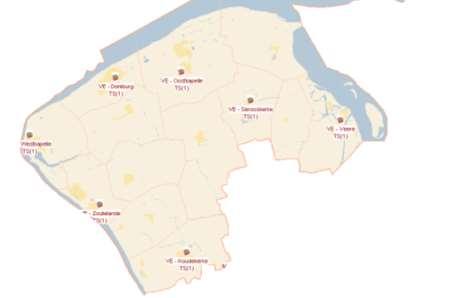 VEERE HUIDIGE SITUATIE De gemeente is op basis van de CBS-wijkindeling (CBS wijk en buurtindeling 2012) verdeeld in een aantal gebieden. Per gebied is in bekend hoeveel mensen er wonen.