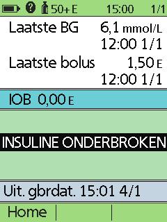 5.1 Onderbreken van de insulinetoediening Soms moet u de insulinetoediening tijdelijk onderbreken. Onderbreek de gehele insulinetoediening gedurende 0,5 à 2 uur.