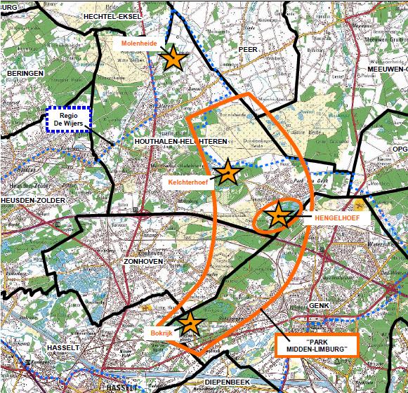 2 INLEIDING 2.1 Situering plangebied Domein Hengelhoef ligt ongeveer in het geografische middelpunt van de provincie Limburg (illustratie 2.1).