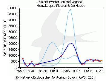 Evenals de grote zilverreiger zijn de overnachtende kolganzen niet goed te tellen (bron: Ontwerpbeheerplan).