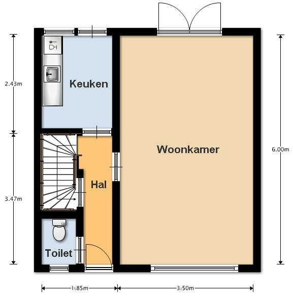 BEGANE GROND Uitbouw van 2,5 mtr.