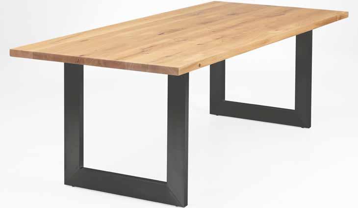 1L2 Tafelblad recht met tafelpoot hoog kant U-profiel 40*100 zwart gecoat Tischplatte gerade mit Tischbein hochkantiges