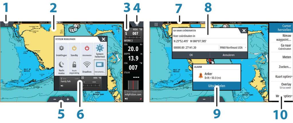 3 Tools Selecteer een knop voor toegang tot dialoogvensters waar u een taak kunt uitvoeren of waar u naar opgeslagen informatie kunt bladeren.