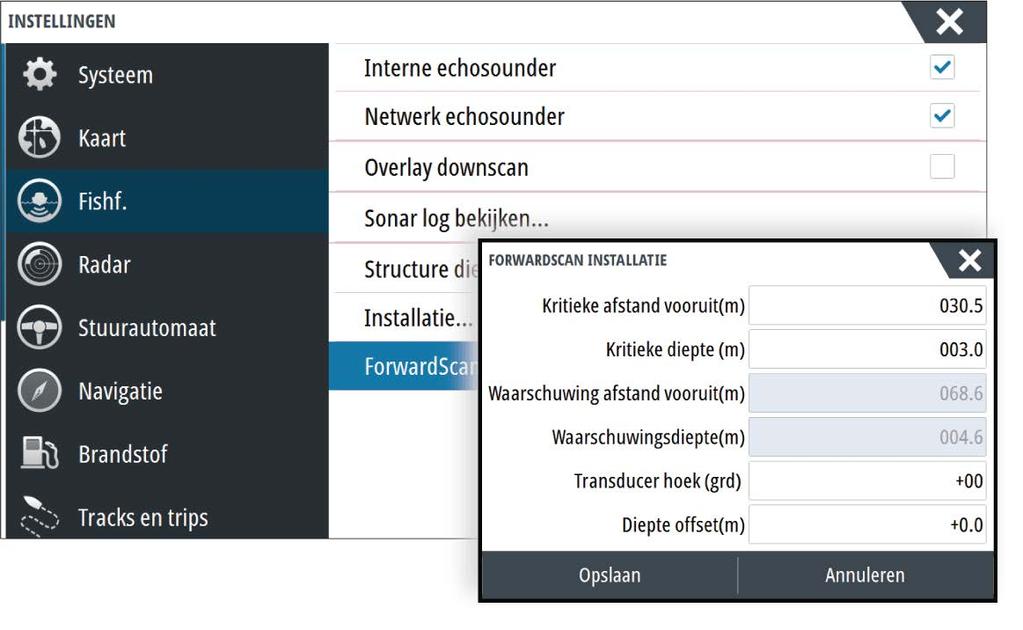 ForwardScan op het kaartpaneel te bekijken.