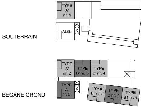 Overzicht types appartementen Huisnummers: Pater