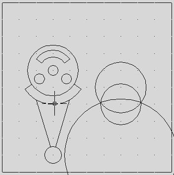 Een cirkel met middelpunt 70,60 en een radius van 12. We tekenen nu nog een derde cirkel.