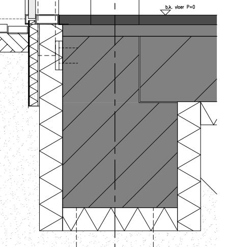 3.3 Geïsoleerde vloer (kantoren en ruimten in gevelzone, verkeersruimten Eis: Rc = 3,5 m 2 K/W De opbouw van de begane grondvloer ter plaatse van de gevelvertrekken is: