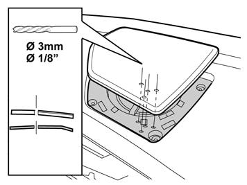 door de console van de luidspreker met de boor van Ø3 mm