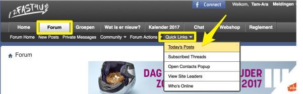 3.2 Via Forum > Quick Links > Today s Posts Wil je enkel de meest recent geupdate berichten