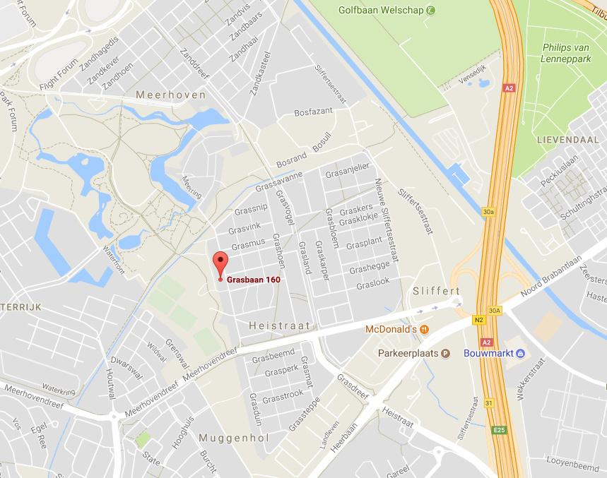 Algemeen & Ligging Grasbaan 160 is gelegen in de wijk Meerhoven direct grenzend aan een park wat doorloopt in het circa 60 hectare grote Meerland park.