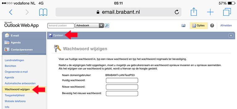 Ga naar de optie Mail, contacten, Agenda 3. Tik op het e- mailaccount van de Provincie Noord- Brabant (exchange) 4.